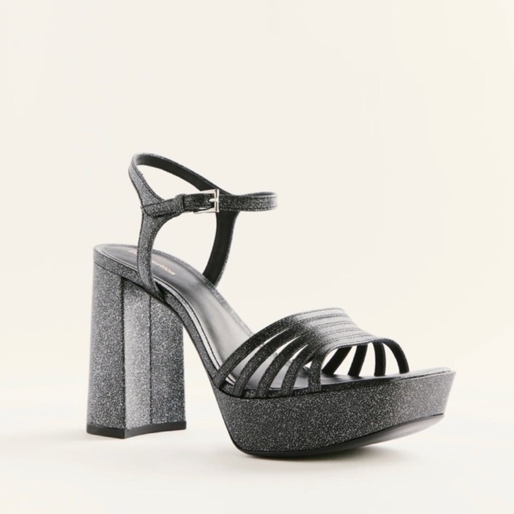 Reformation Glitter Platform Sandals